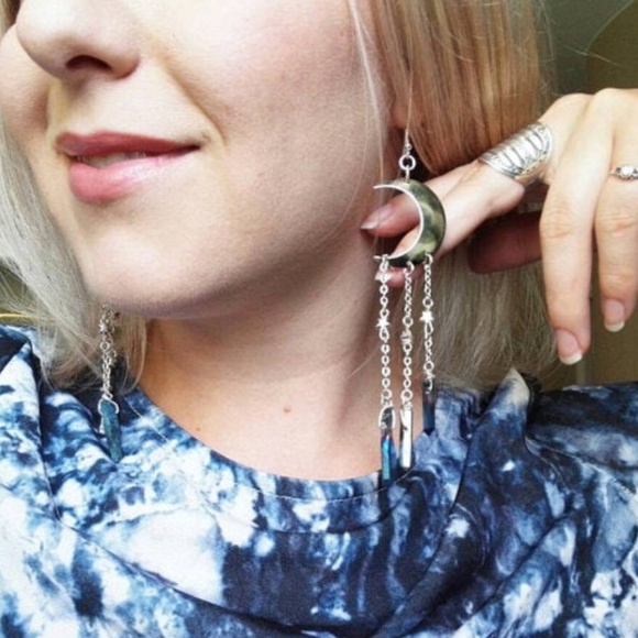 Moon Silver Crystal Earrings Atlantis - Picture 2 of 5